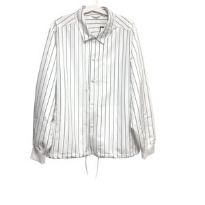 DSG‎ Mens Coach's Jacket XL Pinstripe Pure White Water Repellent Snap Front New